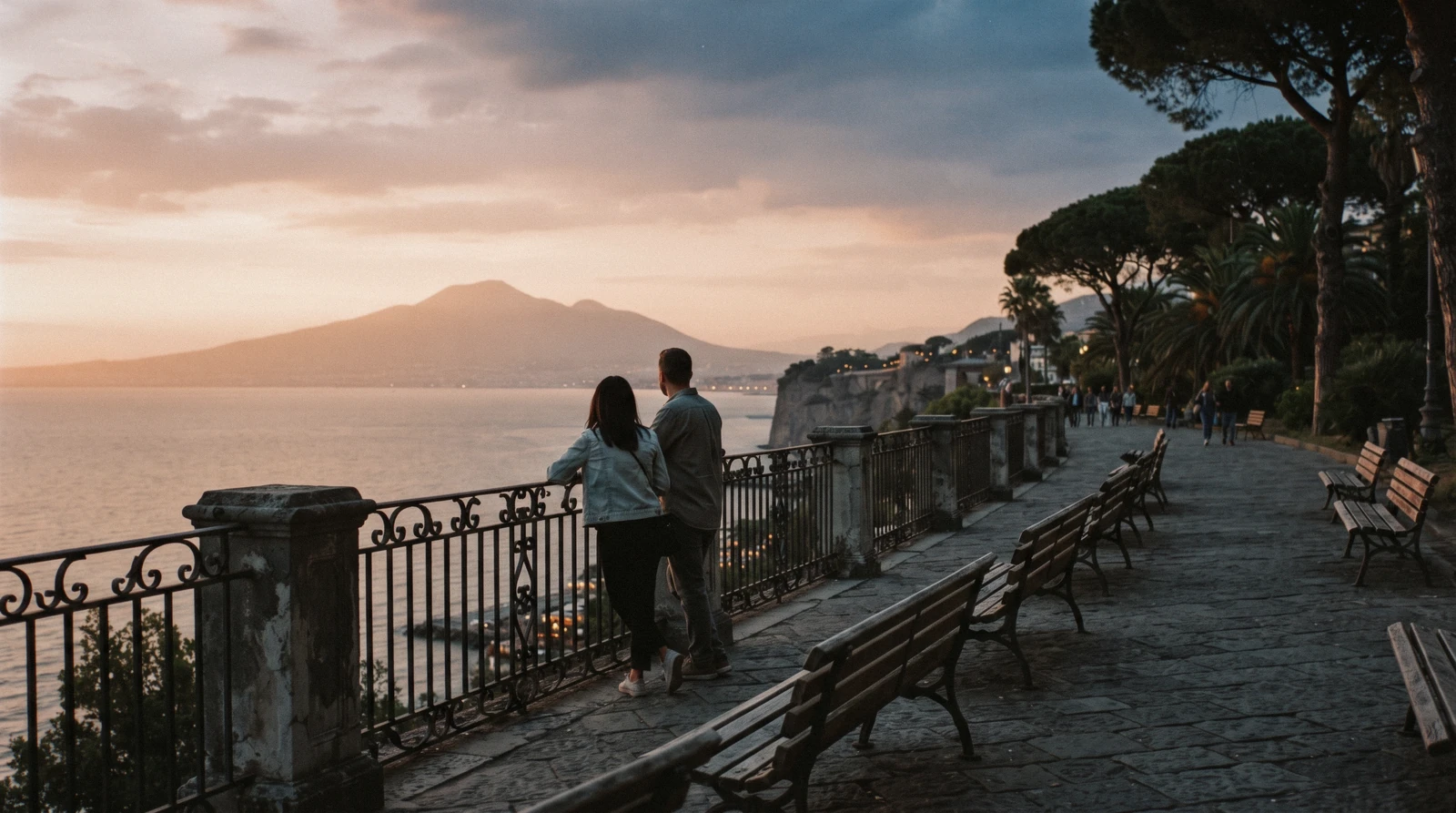Viewpoint terrace over the Bay of Naples from Villa Comunale Sorrento